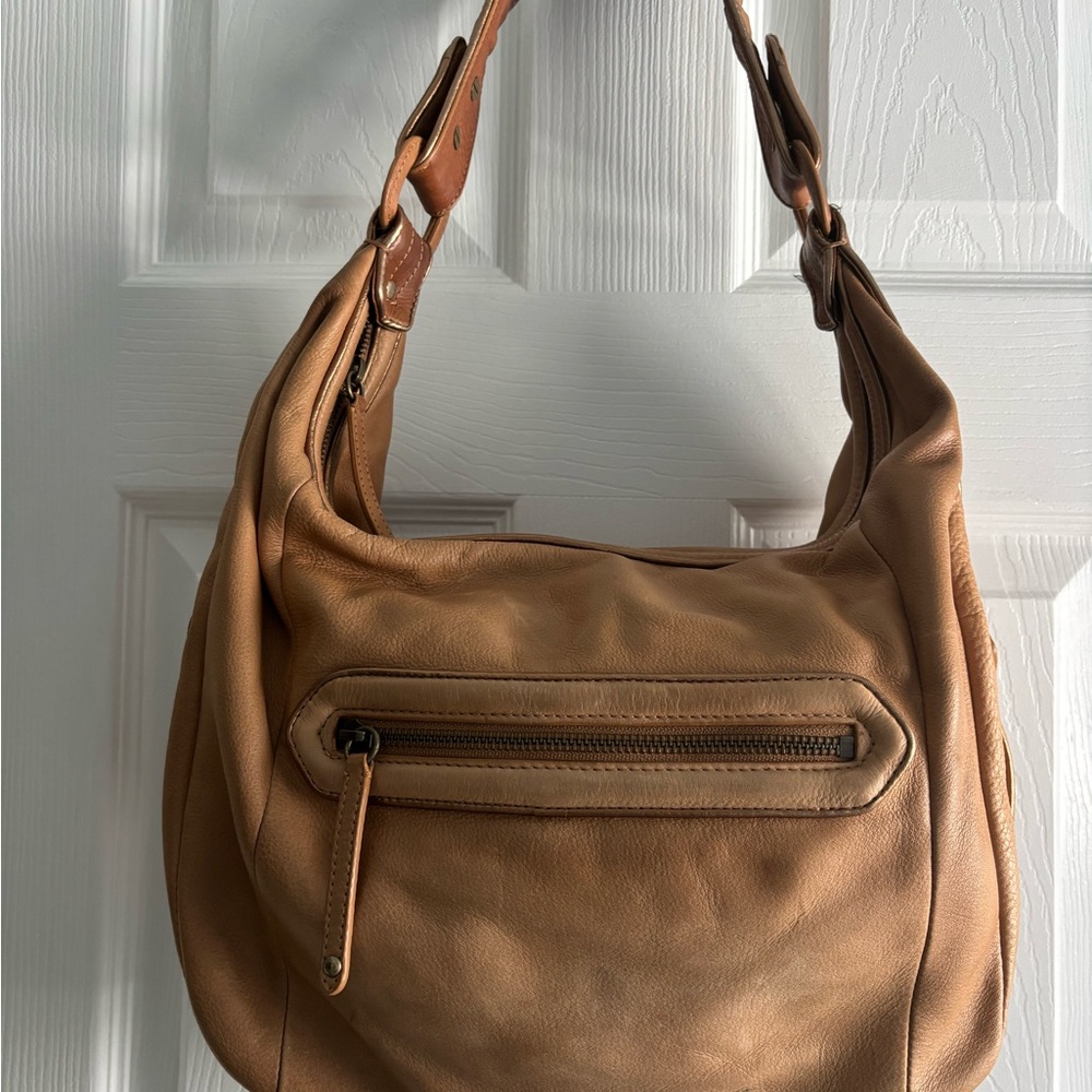 Cole Haan Tan Hobo Bag with Soft Leather and Curved Shape